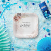 Boho Pampas Gras Terracotta Script Bruiloftsborrel Papieren Bordje (Feest)