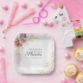 Boho Pampas Gras Terracotta Script Bruiloftsborrel Papieren Bordje (Feest)