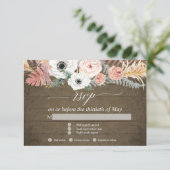 Boho Pampas Gras Tropisch Bloemengewels RSVP Kaartje (Staand voorkant)