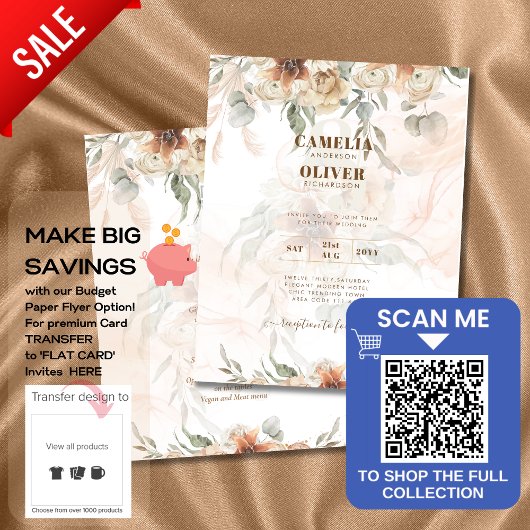 Boho Pampas Gras Trouw Uitnodiging Onder $1 Flyer