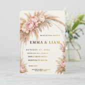 Boho Pampas Gras Trouwkaart | Bewerkbaar Fl Kaart (Staand voorkant)