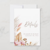 Boho Pampas Gras Trouwkaart Details Kaart (Voorkant)