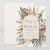 Boho Pampas Gras Trouwuitnodiging — Saliegroen Kaart (Voorkant / Achterkant)