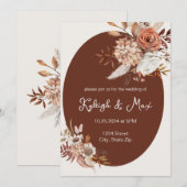 Boho Pampas Gras Uitnodiging – Neutrale Bloemen (Voorkant / Achterkant)