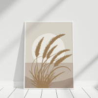 Boho Pampas Gras Volle Maan Illustratie