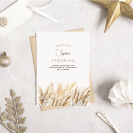 Boho pampas gras volwassen verjaardag uitnodiging
