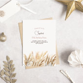 Boho pampas gras volwassen verjaardag uitnodiging