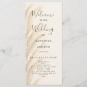 Boho pampas gras waterverf bruiloft programma programmakaart (Voorkant)