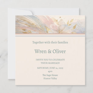 Boho Pampas Gras Waterverf Trouwuitnodiging Kaart