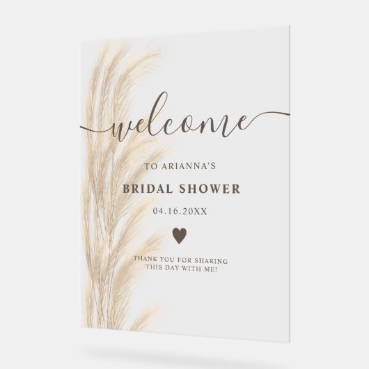 Boho pampas gras waterverf welkom vrijgezellenfees acryl bord (Hoek)