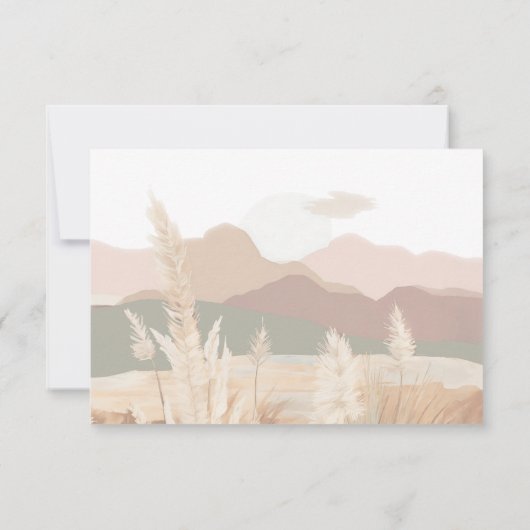 Boho Pampas Gras Website QR Code Trouwen RSVP Kaartje (Achterkant)