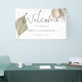 Boho pampas gras welkom trouwnamen datum spandoek (Beurs)