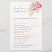 Boho pampas gras Wie kent de bruid het beste (Voorkant)