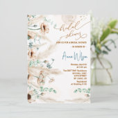 Boho pampas gras Wilde Bloem Bruidsdouche Kaart (Staand voorkant)