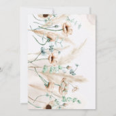 Boho pampas gras Wilde Bloem Bruidsdouche Kaart (Achterkant)