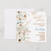 Boho pampas gras Wilde Bloem Bruidsdouche Kaart (Voorkant / Achterkant)
