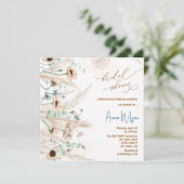 Boho pampas gras Wilde Bloem Bruidsdouche Kaart (Staand voorkant)