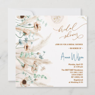 Boho pampas gras Wilde Bloem Bruidsdouche Kaart