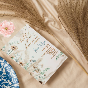 Boho pampas gras Wilde Bloem Bruidsdouche Kaart