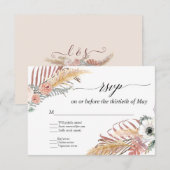 Boho Pampas Gras Witte Bloem Tropisch Palm RSVP Kaartje (Voorkant / Achterkant)