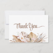 Boho Pampas Gras Witte Orchidee Huwelijk Bedankkaart (Voorkant)