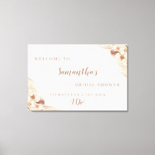 Boho Pampas gras witte orchidee welkomstbord Canvas Afdruk