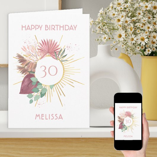 Boho pampas gras zon mandala elke leeftijd verjaar kaart