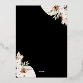 Boho pampas gras zwart bruiloft uitnodiging goud (Achterkant)