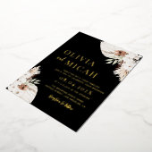 Boho pampas gras zwart bruiloft uitnodiging goud (Gedraaid)