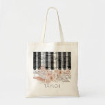 boho pampas grasmuziek canvas tas<br><div class="desc">muziekpiano boho floral personalized name bag</div>