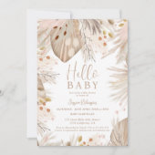 Boho pampas grasneutraal hallo baby shower kaart (Voorkant)