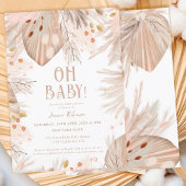 Boho pampa's grasneutraal oh baby shower kaart