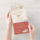 Boho Pampas graspompoenen Herfst in Liefde met Bab All In One Uitnodiging (Afscheurbaar)