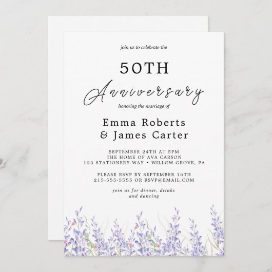 Boho Pampas Grass 50th Wedding Jubileum Kaart (Voorkant / Achterkant)