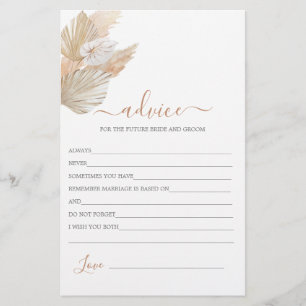 Boho Pampas Grass Advice voor de Bride-kaart