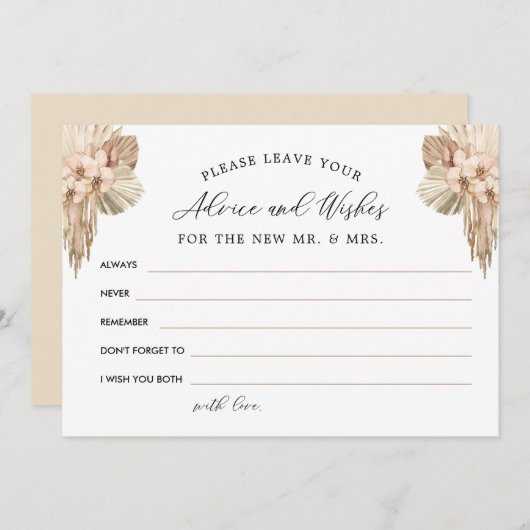 Boho Pampas Grass Advies en wensen Bedankkaart (Voorkant / Achterkant)