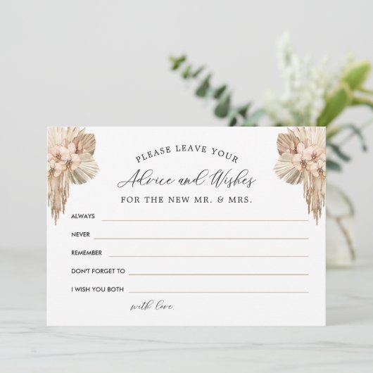 Boho Pampas Grass Advies en wensen Bedankkaart (Staand voorkant)