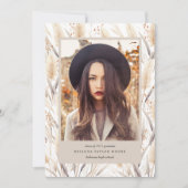 Boho Pampas Grass Afstuderen Fotoaankondiging Kaart (Voorkant)