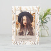 Boho Pampas Grass Afstuderen Fotoaankondiging Kaart (Staand voorkant)