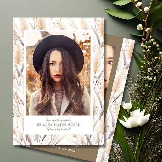 Boho Pampas Grass Afstuderen Fotoaankondiging Kaart