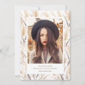 Boho Pampas Grass Afstuderen Fotoaankondiging Kaart (Voorkant)
