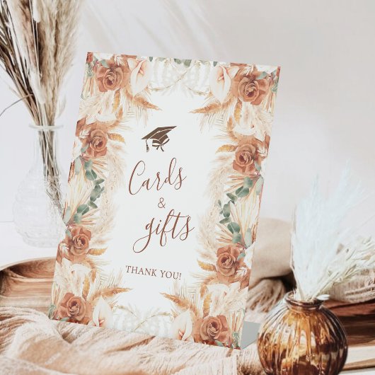 Boho Pampas Grass Afstuderen Kaarten & Geschenken Reclamebord Met Voetstuk