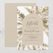 Boho Pampas Grass Arch 50th Birthday Party Kaart (Voorkant / Achterkant)