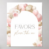 Boho Pampas Grass Arch Baby shower Favors Sign Poster (Voorkant)