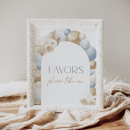 Boho Pampas Grass Arch Baby shower Favors Sign Poster