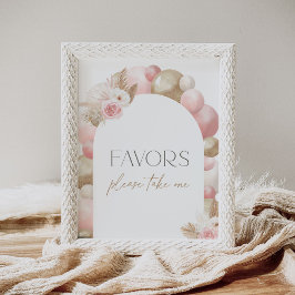 Boho Pampas Grass Arch Baby shower Favors Sign Poster