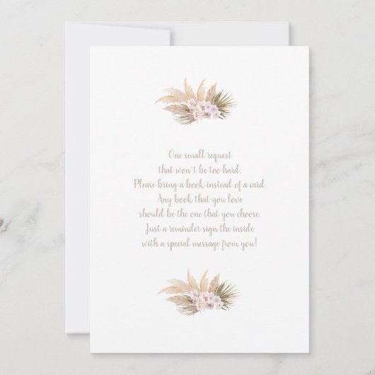 Boho Pampas Grass Arch Baby shower Girl Uitnodigin Kaart (Achterkant)