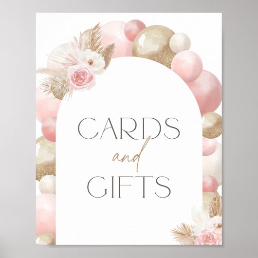 Boho Pampas Grass Arch Baby shower Kaarten en gesc Poster (Voorkant)