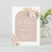 Boho Pampas Grass Arch Baby shower Twin Girls Kaart (Staand voorkant)