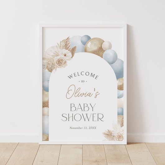 Boho Pampas Grass Arch Baby shower Welkomstbord Poster